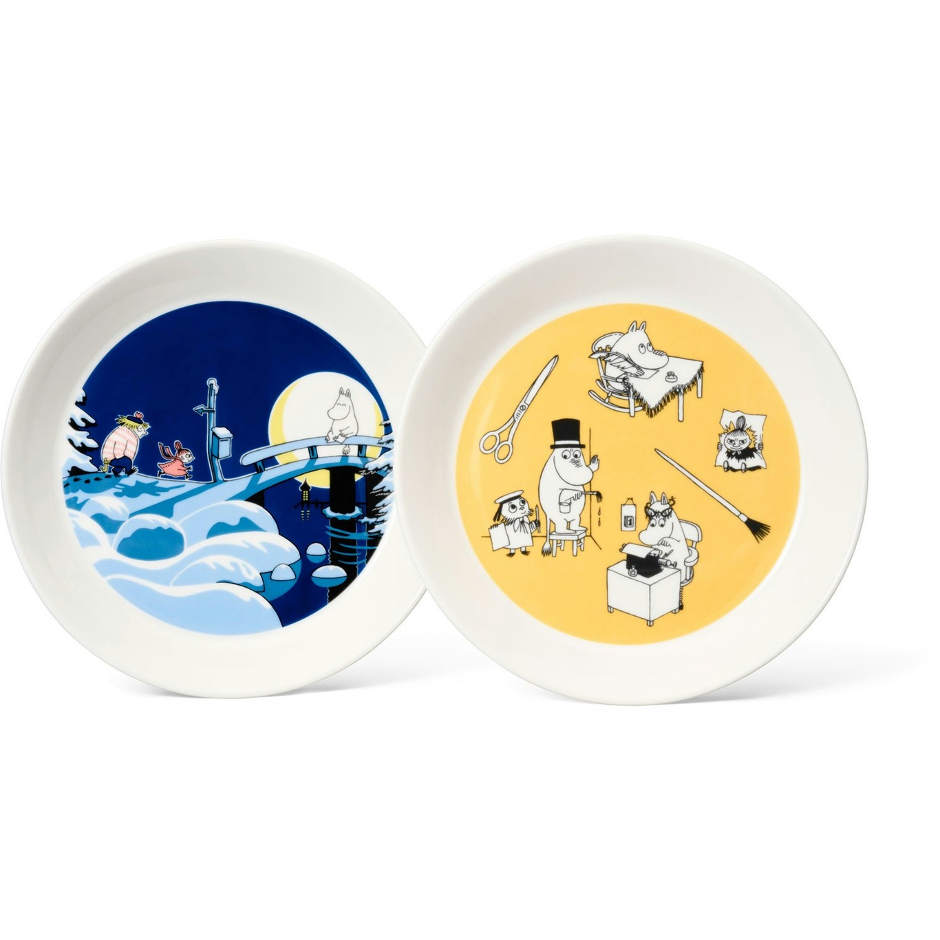 Mumin Plates 19 cm 2-pack, Office & Winter Night