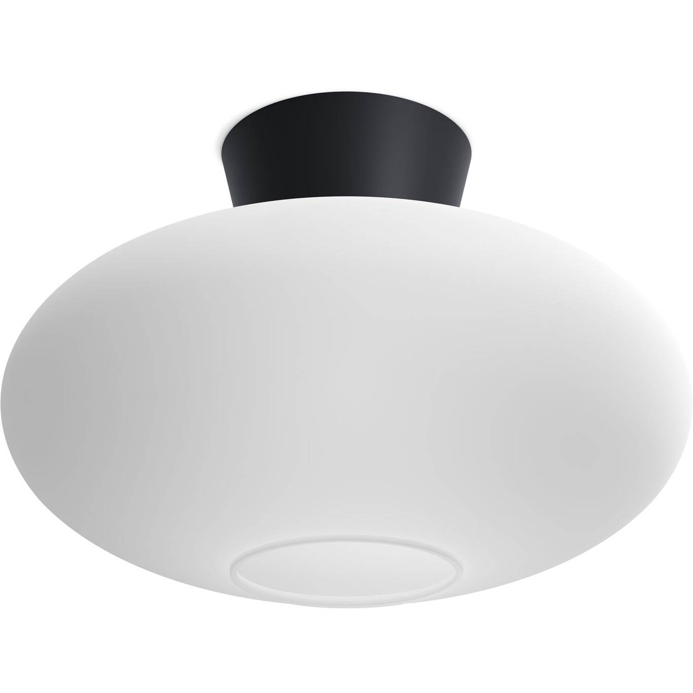 Bullo XL Flush Ceiling Light, Matte Black / Opal