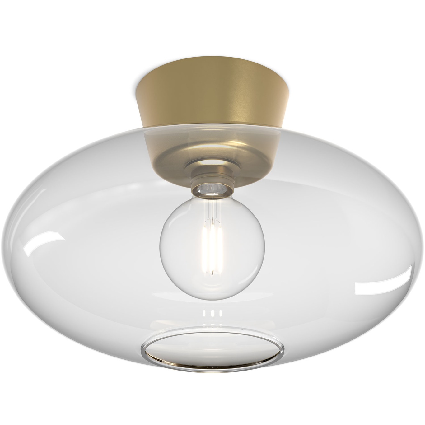 Bullo XL Flush Ceiling Light, Brass / Clear