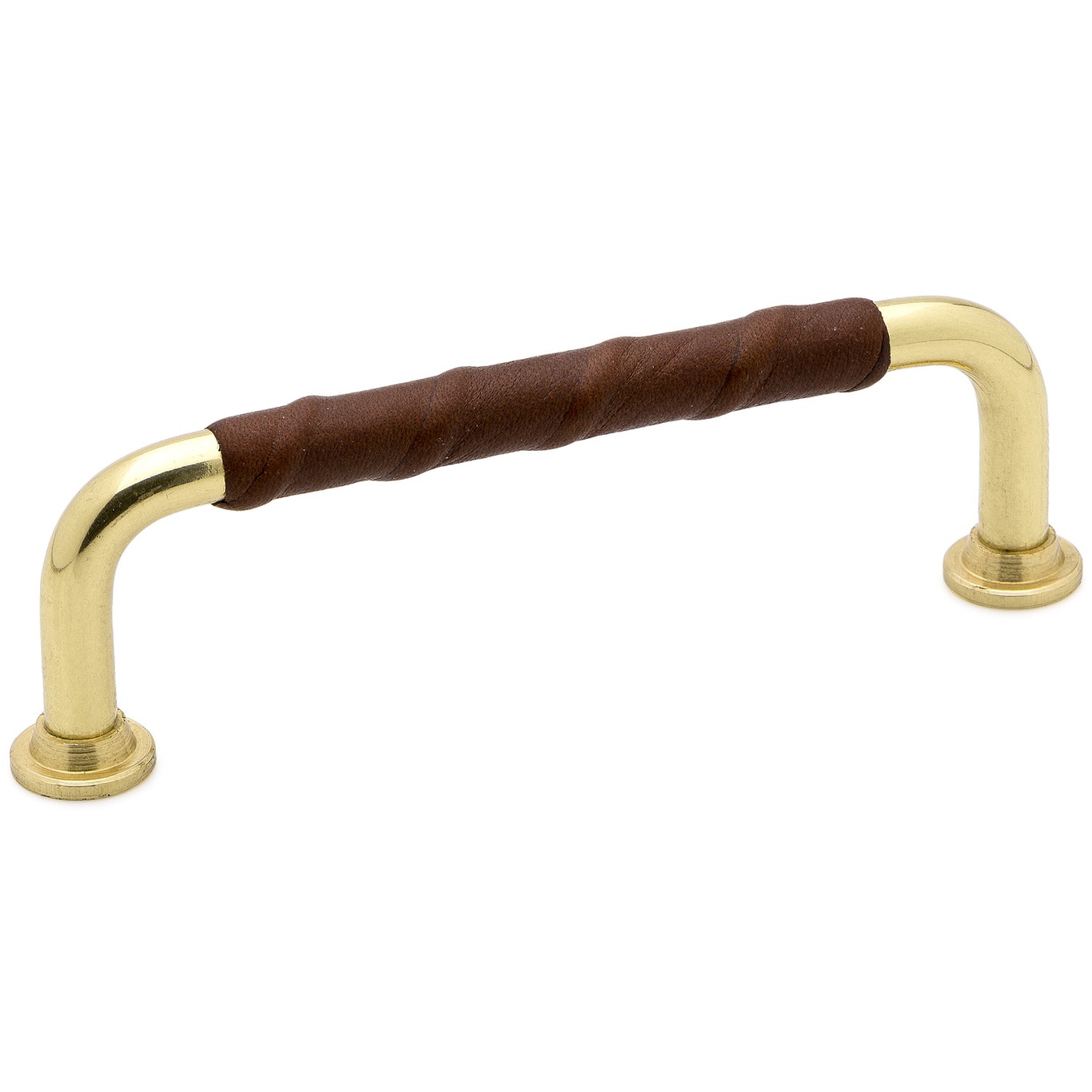 1353-96 Leather Handle, Brown/Polished Brass