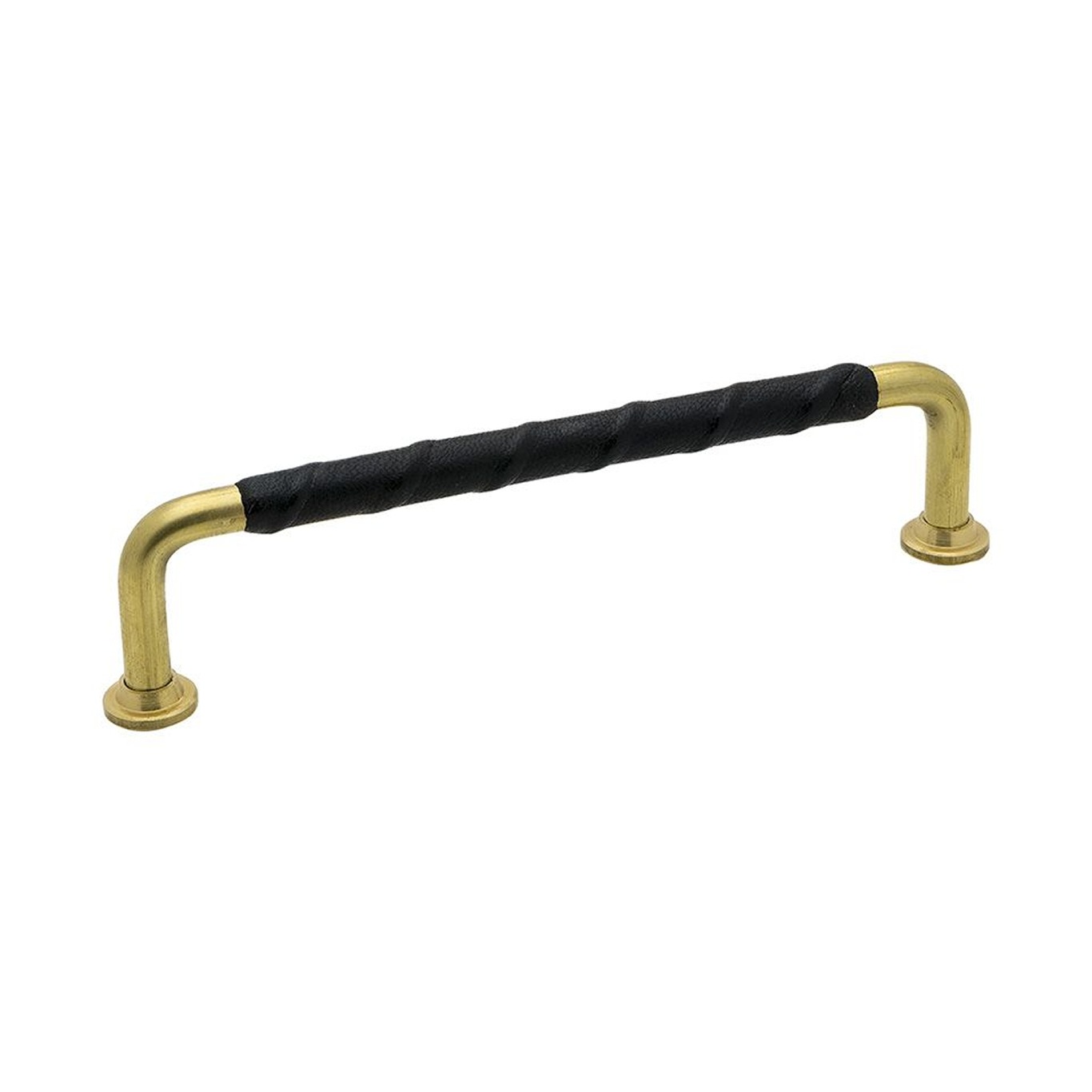 1353-128 Leather Handle, Untreated Brass/Black