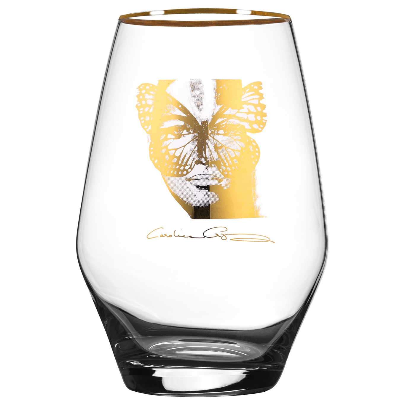Golden Butterfly Water Glass 35 cl, Gold