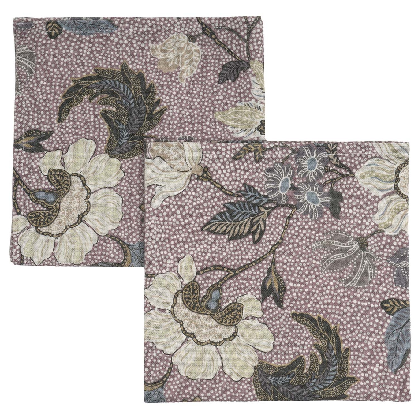 Flower Linen Napkin 2-pack 45x45 cm, Dusty Pink