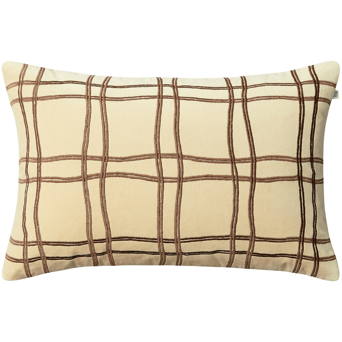 Tattersall Cushion Cover 40x60 cm, Beige / Cognac