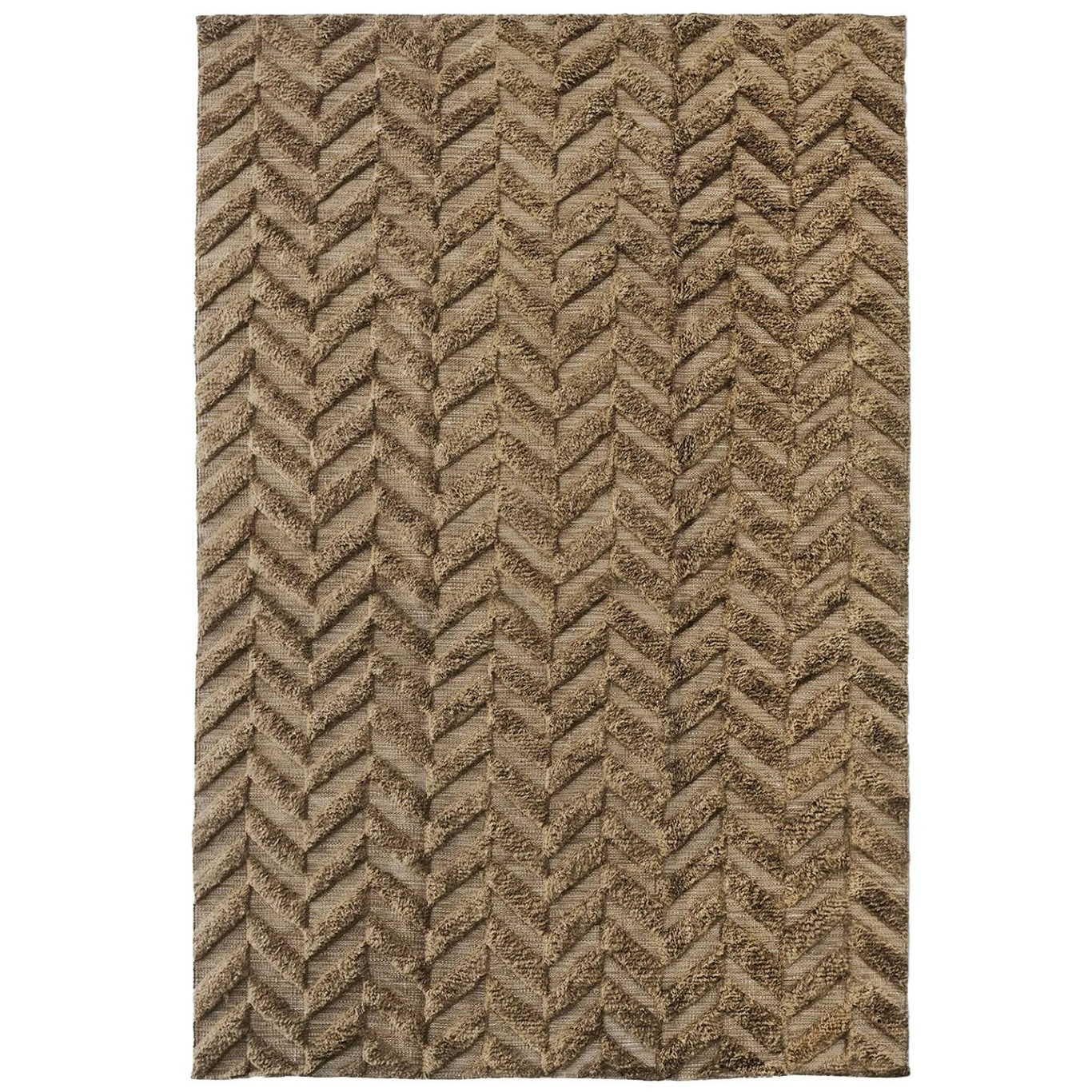 Herringbone Wool Rug 200x300 cm, Brown