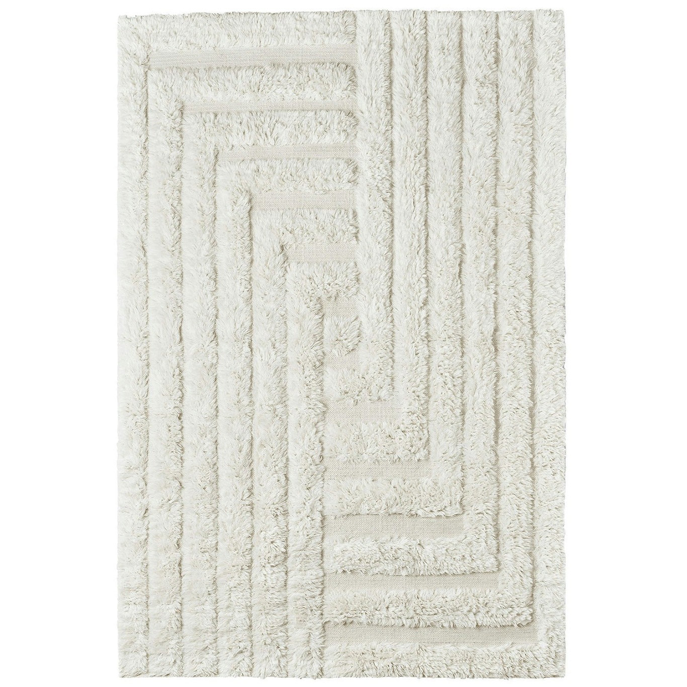 Shaggy Labyrinth Wool Rug 250x350 cm, White