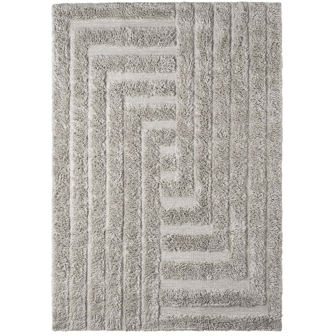 Shaggy Labyrinth Wool Rug 300x200 cm, Grey
