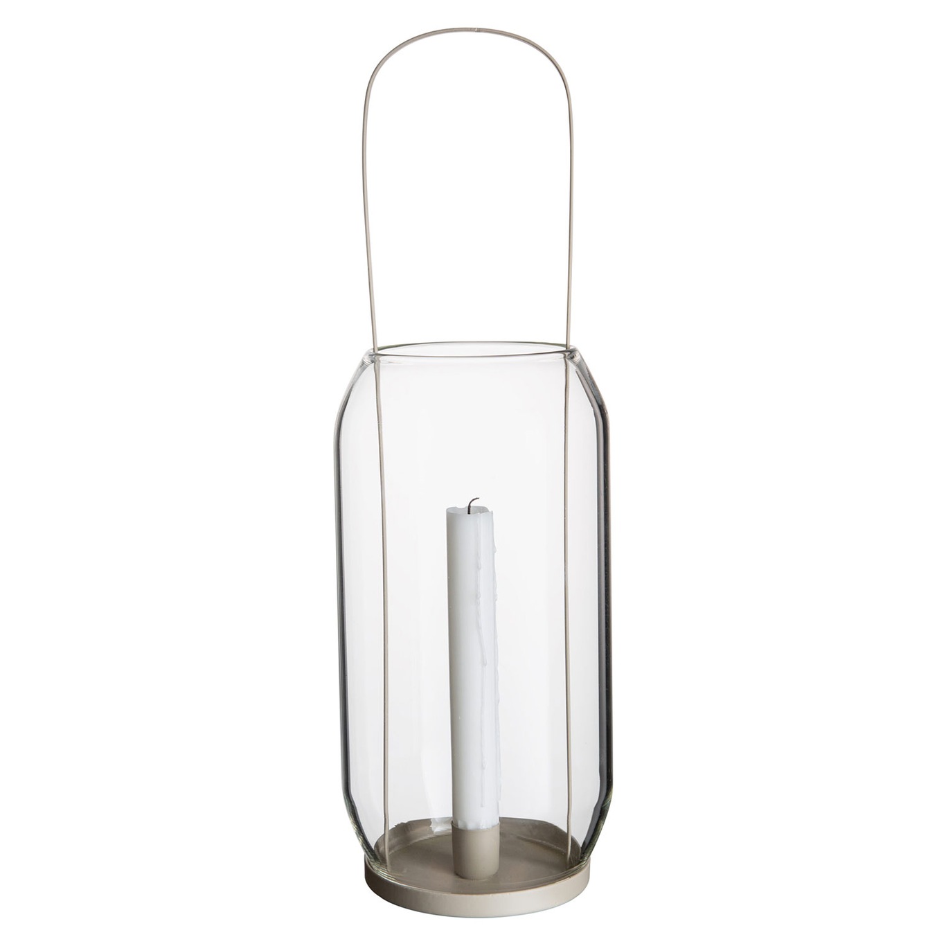 Candle Holder Glass, 40 cm Beige