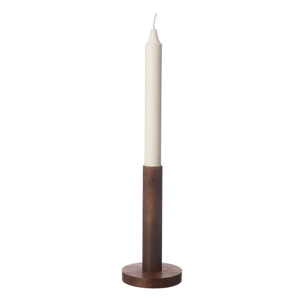 Candlestick Dark Brown Wood, 15x8 cm