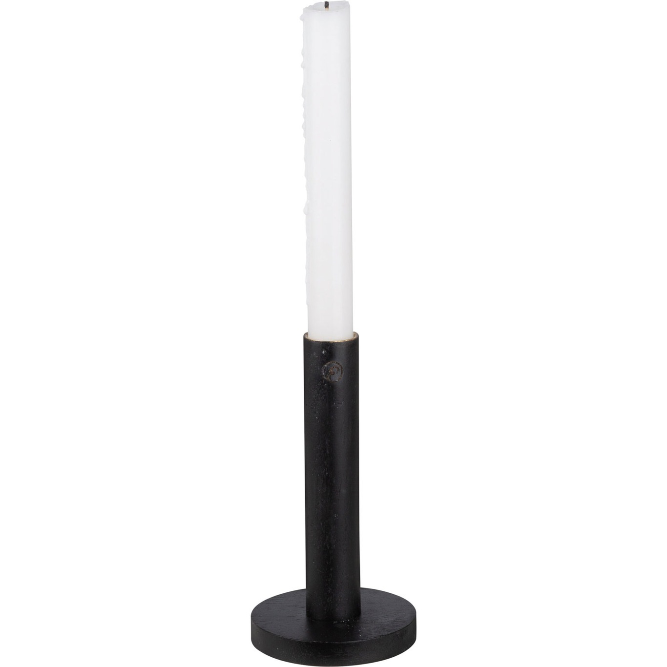 Candlestick Wood Black, 15 cm