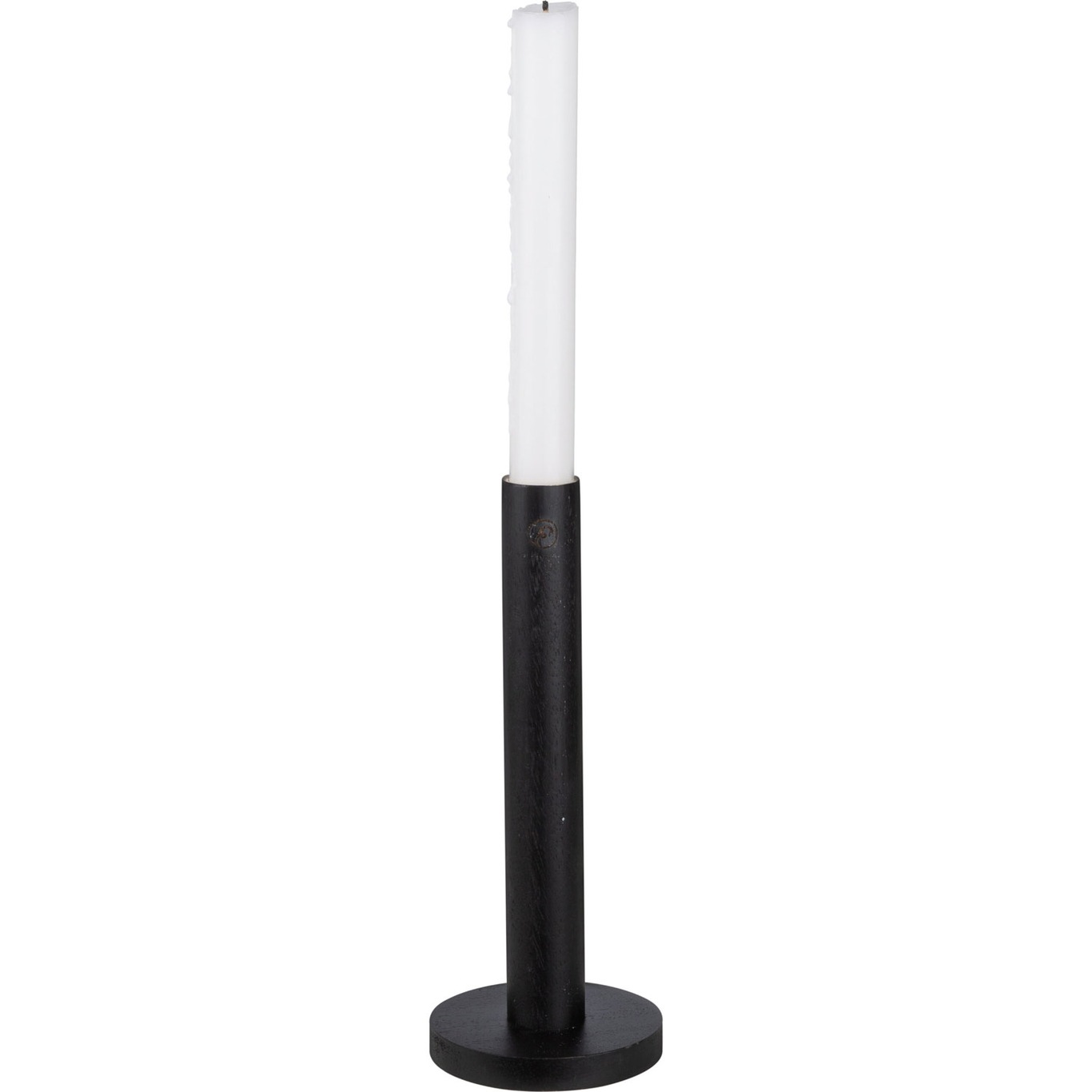 Candlestick Wood Black, 20 cm