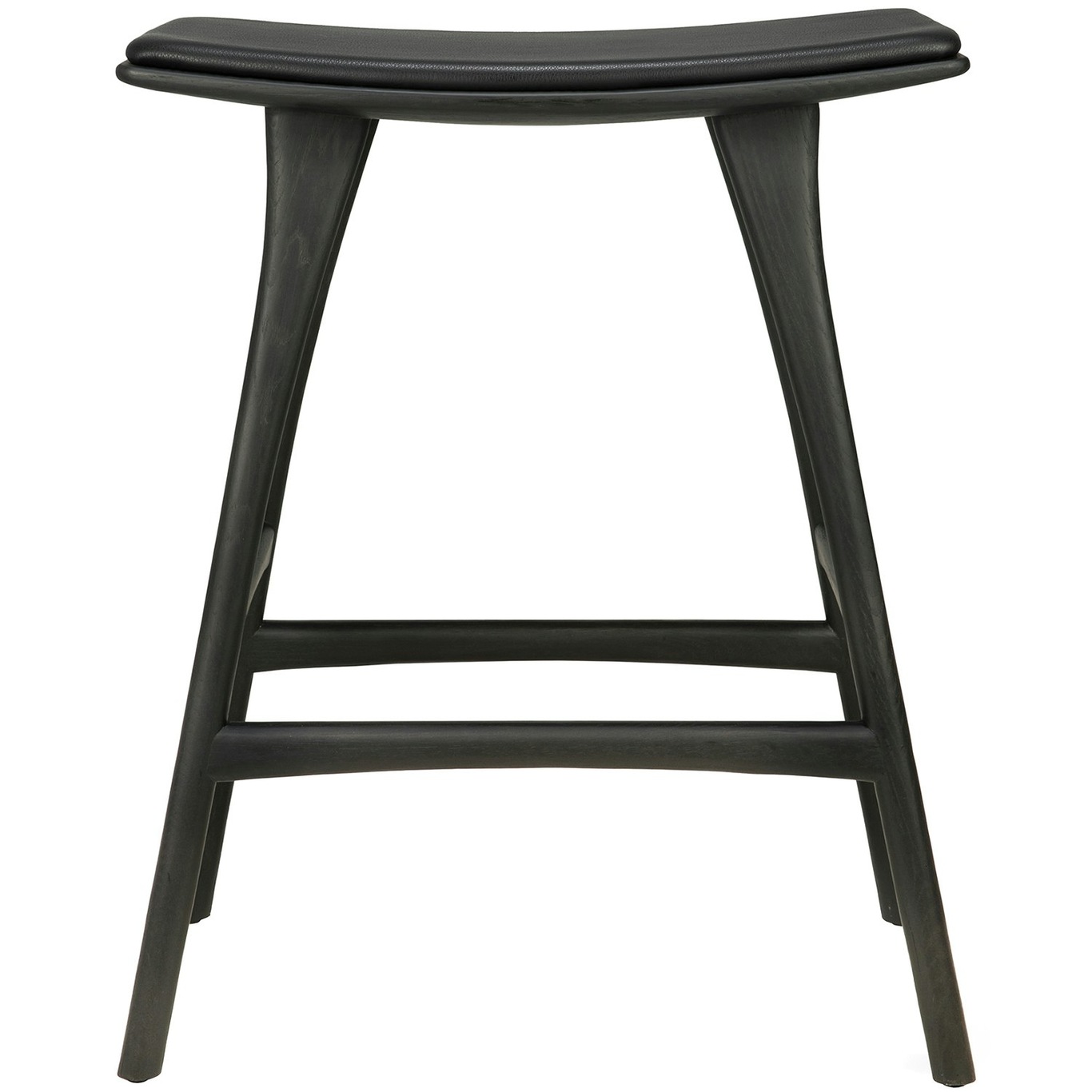 Osso Bar Stool, Black Stained Oak / Black Leather