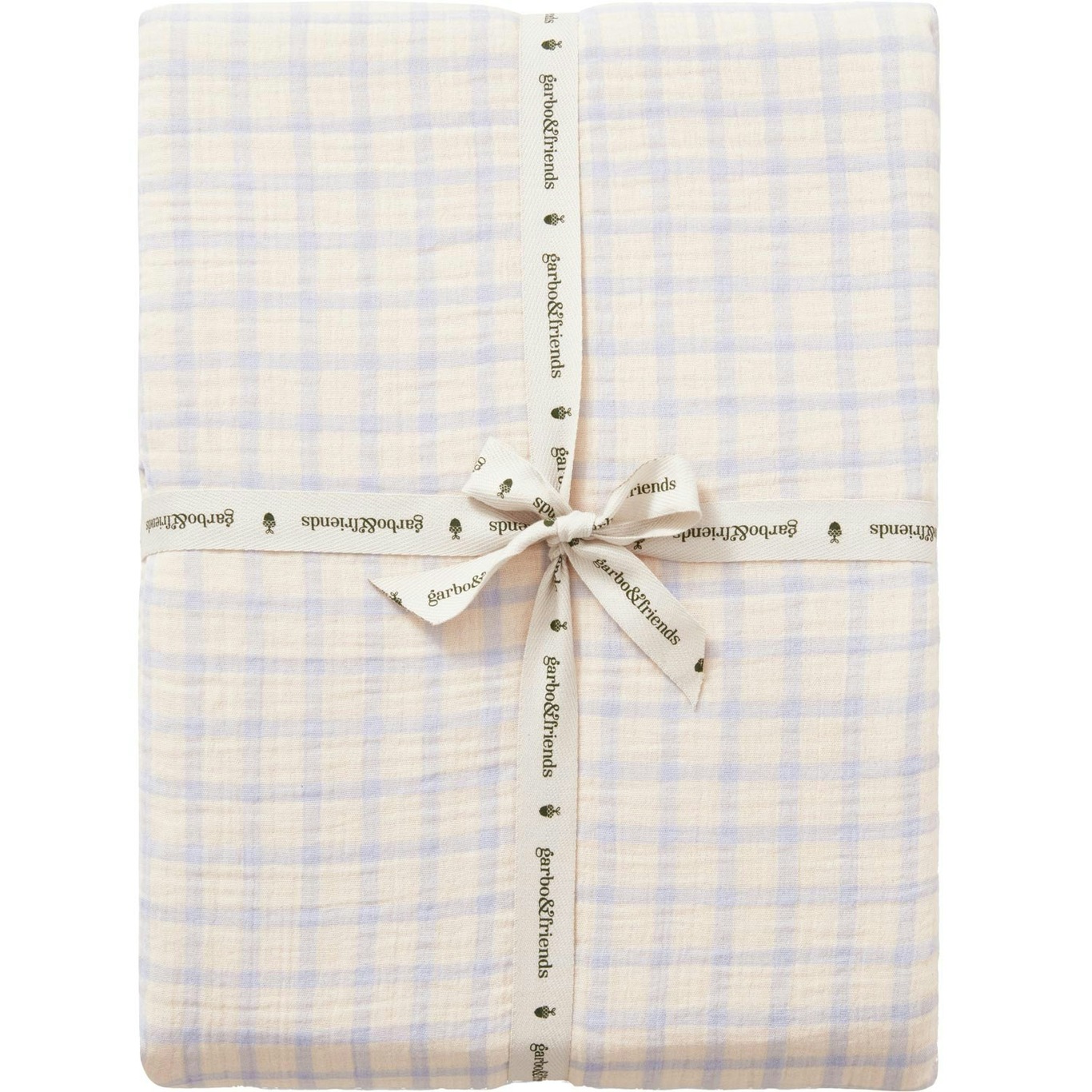 Gingham Sky Blue Muslin Fitted Sheet Double, 180x200 cm
