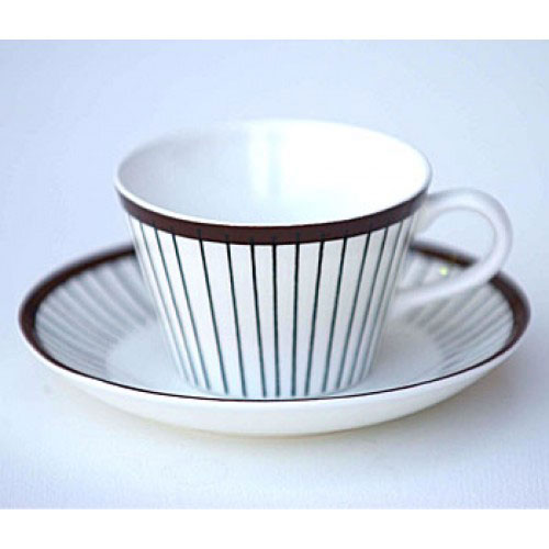 Ribb Coffee Cup With Saucer, Cone