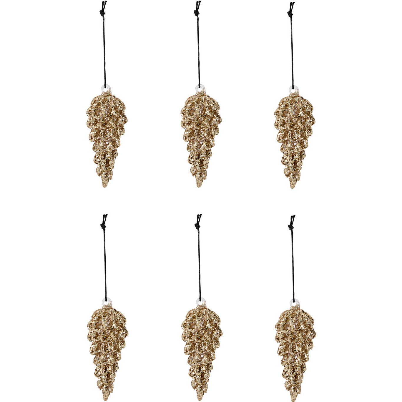 Cone Christmas Decorations 6-pack 3,5x9 cm, Gold