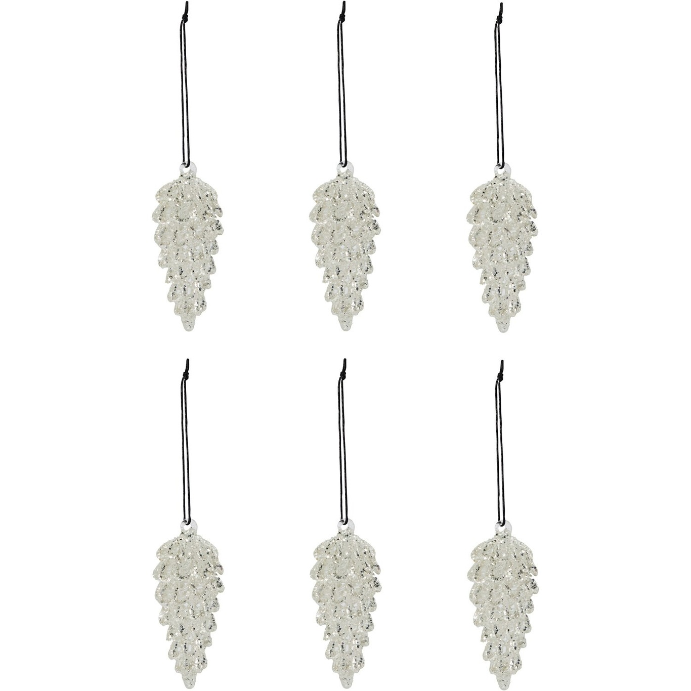 Cone Christmas Decorations 6-pack 3,5x9 cm, Silver