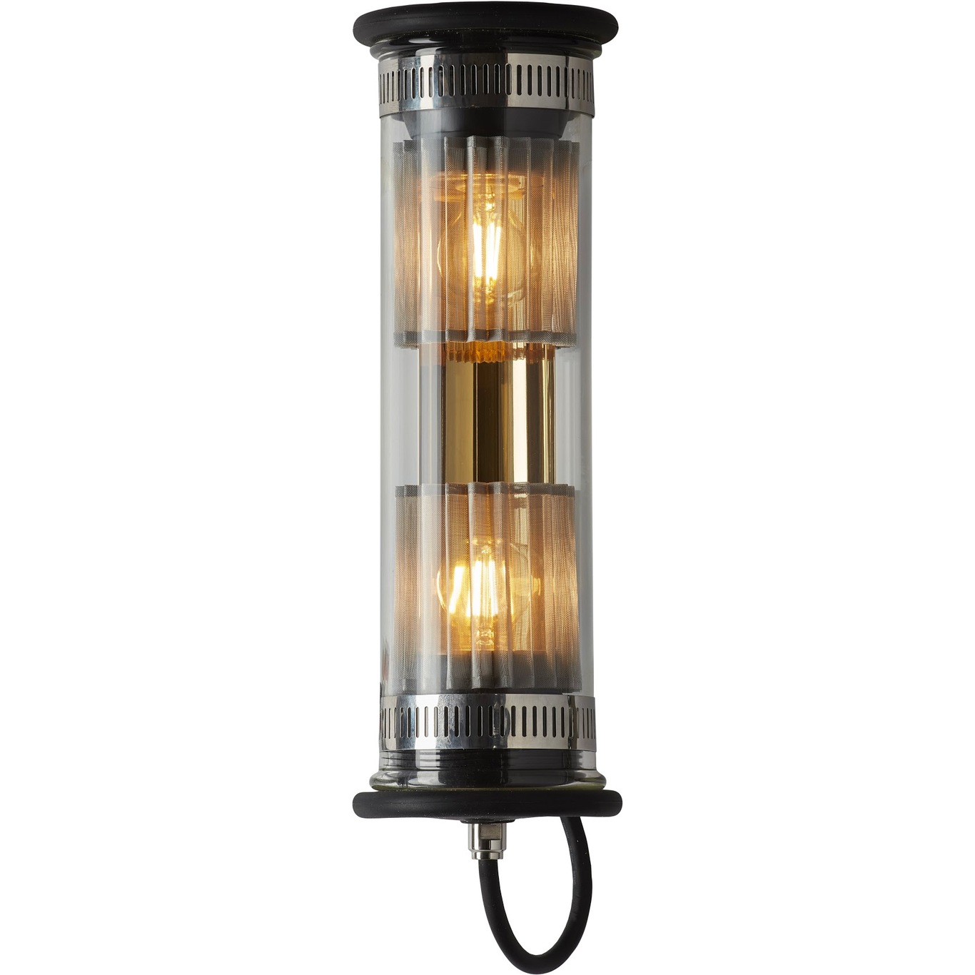 In The Tube 100-350 Wall Lamp, Black / Gold Reflector / Silver Mesh