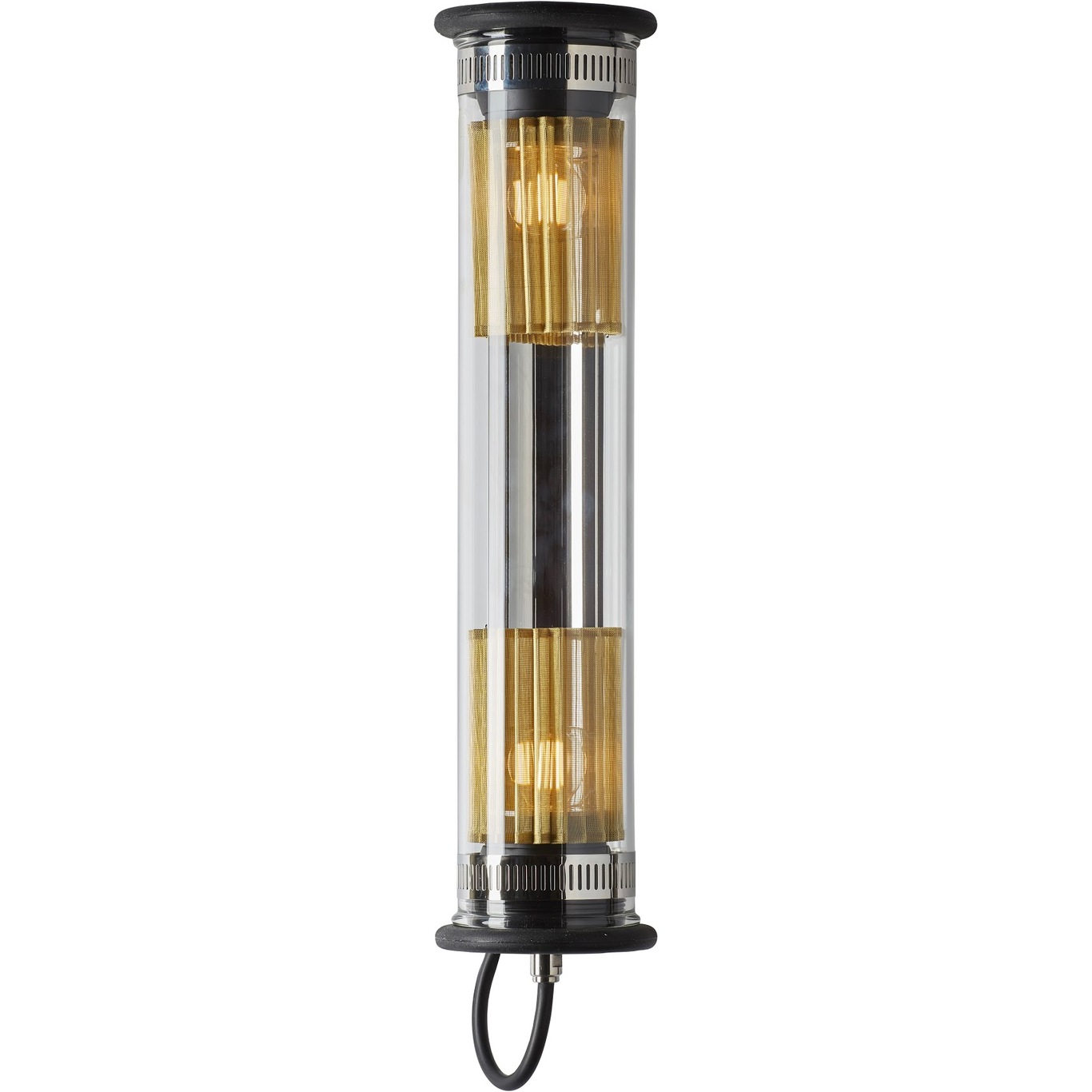 In The Tube 100-500 Wall Lamp, Black / Silver Reflector / Gold Mesh