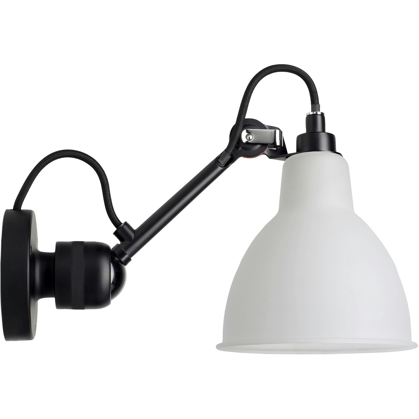La Lampe Gras N°304 Wall Lamp With Switch, Black / Frosted Glass