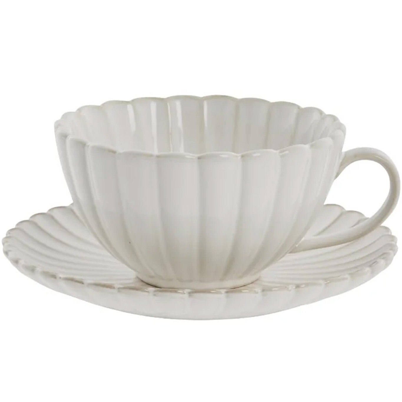 Camille Cup With Saucer, Off-white