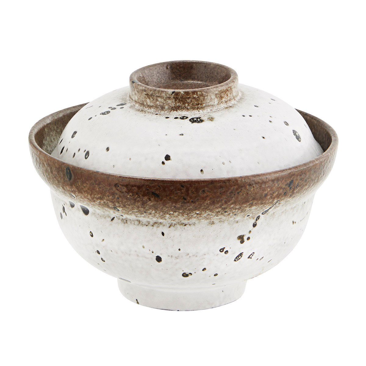 Bowl With Lid 35 cl, Brown / White