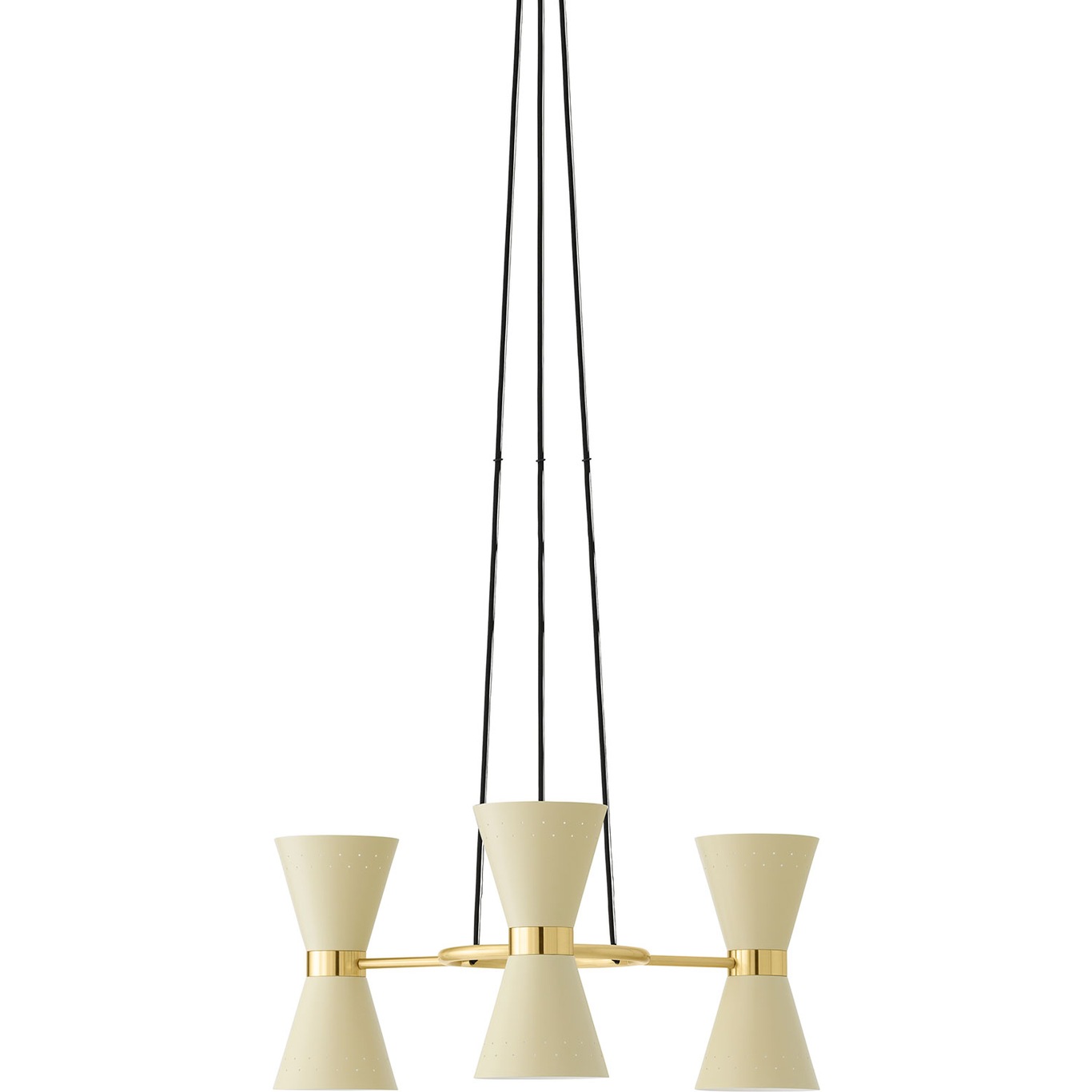 Collector Chandelier 3, Creme/Polished Brass