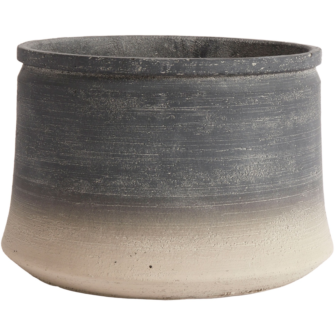 Kanji Decorative Pot Low Grey, 34 cm