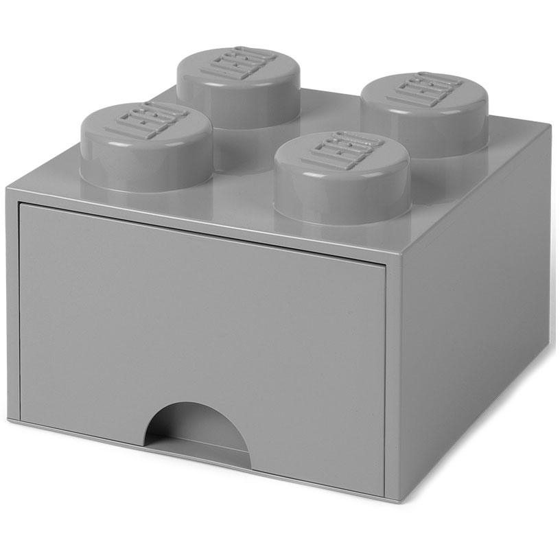 LEGO® Storage Box 4 Knobs, Medium Stone Grey