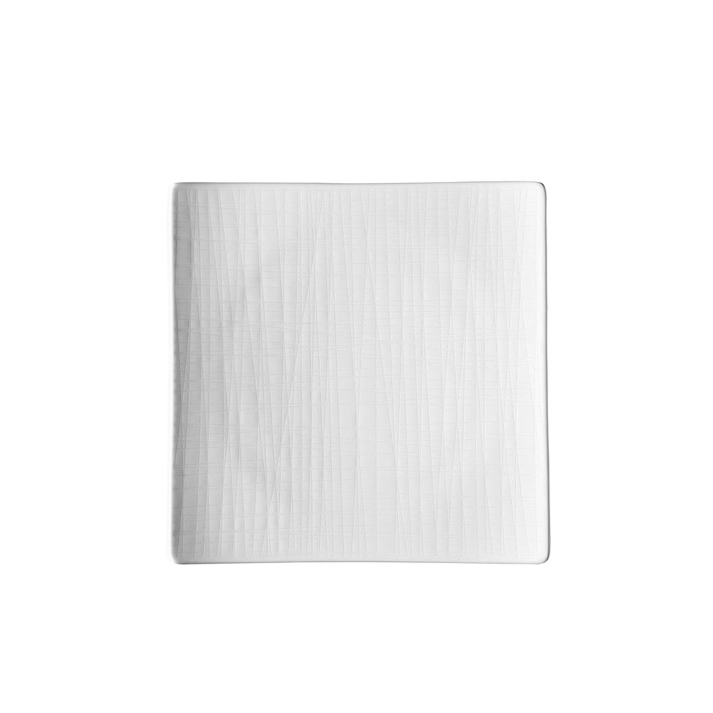 Mesh Relief Square Plate L, White