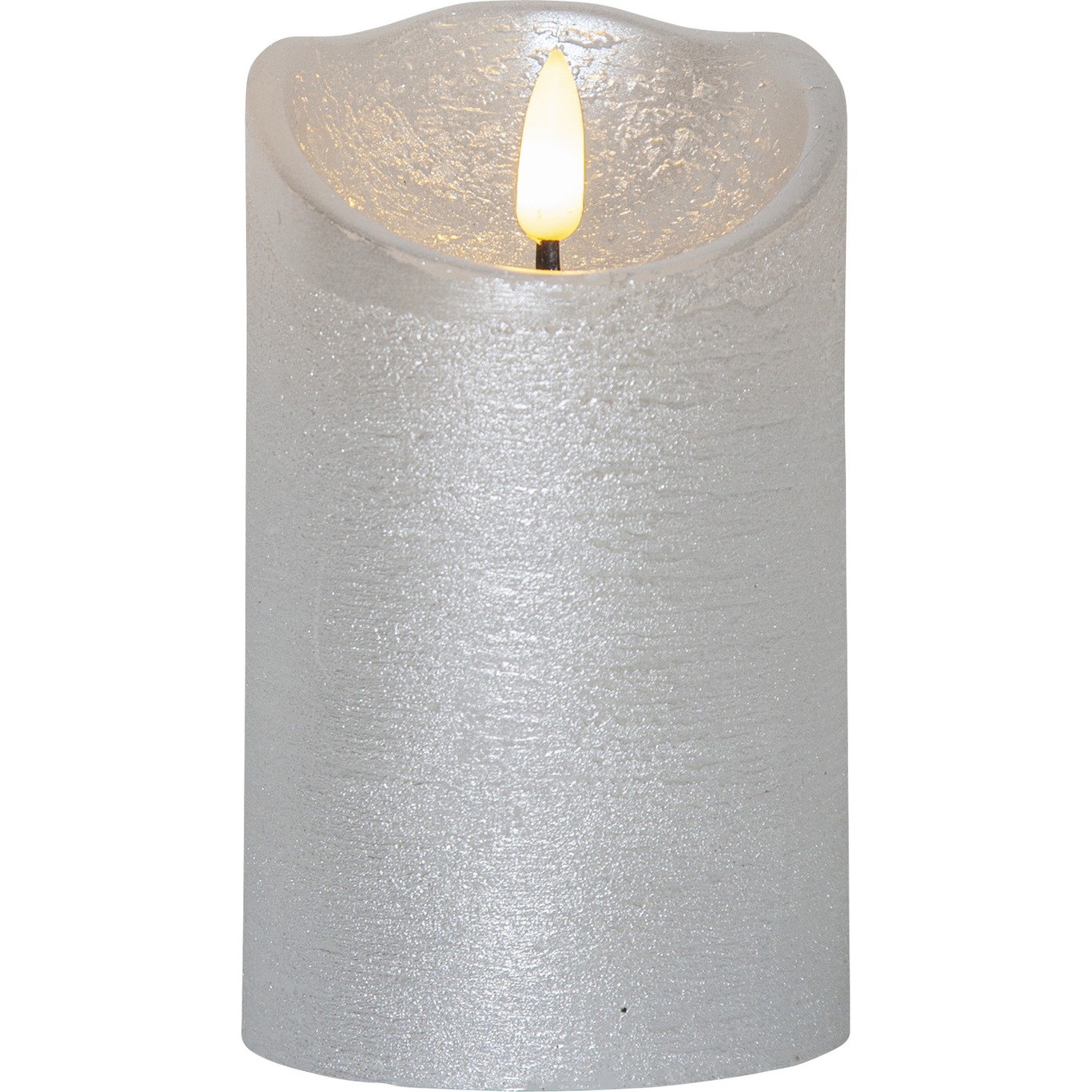 Flamme Rustic LED Pillar Candle Silver, 12 cm