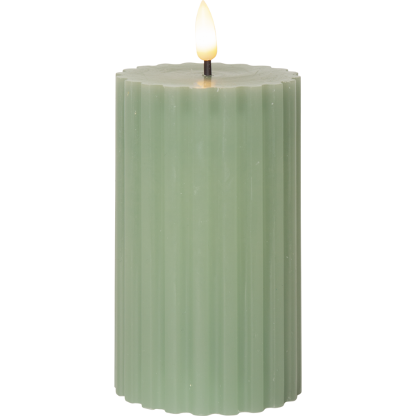 Flamme Stripe Pillar Candle LED 15 cm, Green