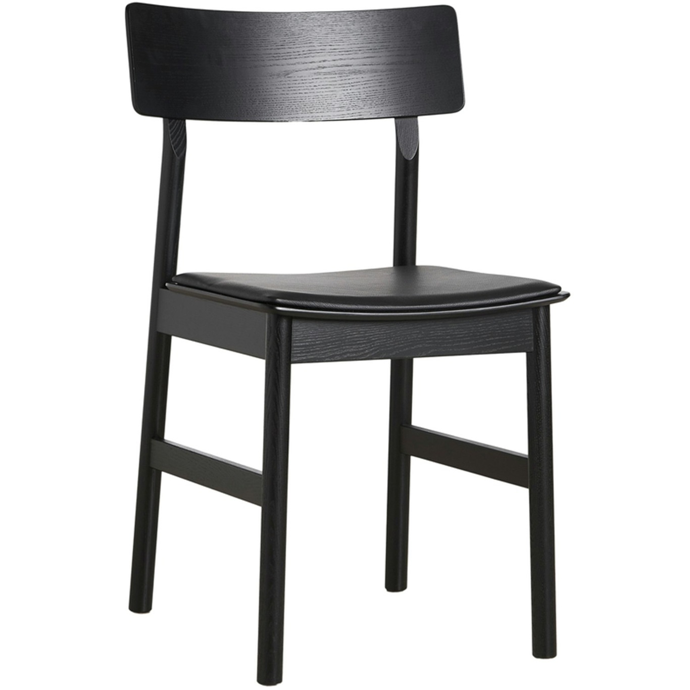 Pause 2.0 Dining Chair, Black Leather / Black Painted Ash