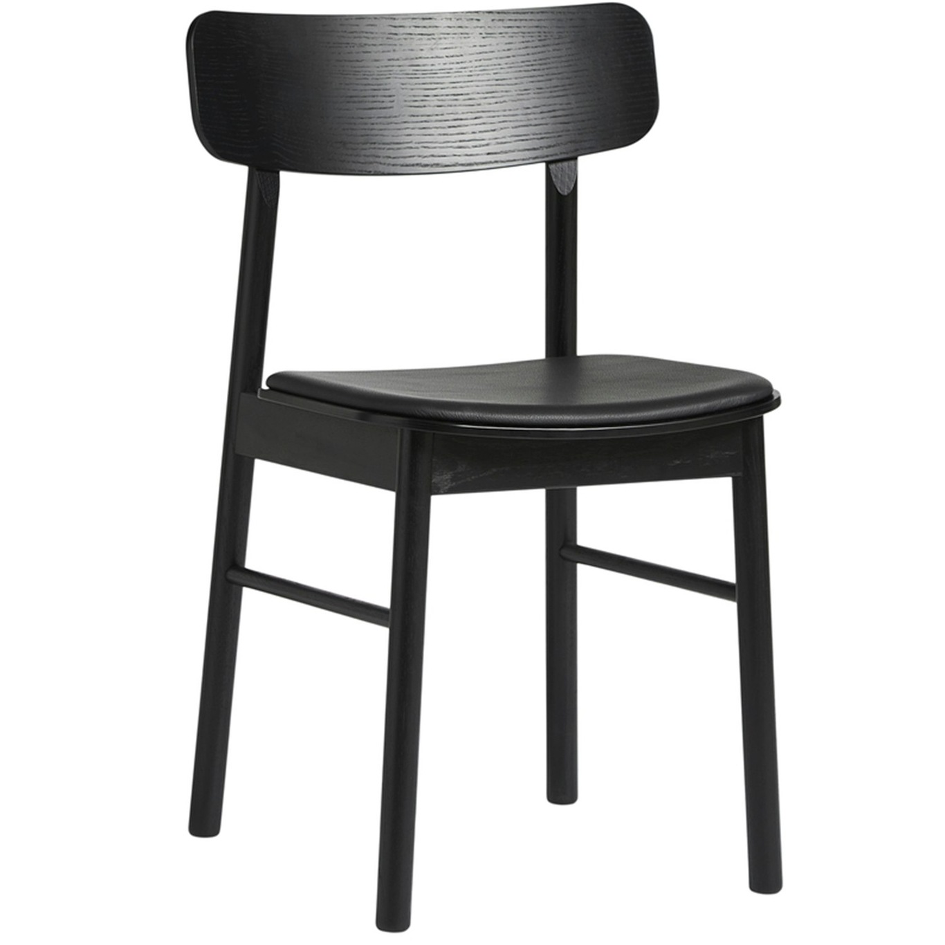 Soma Dining Chair, Black Leather / Black Painted Ash