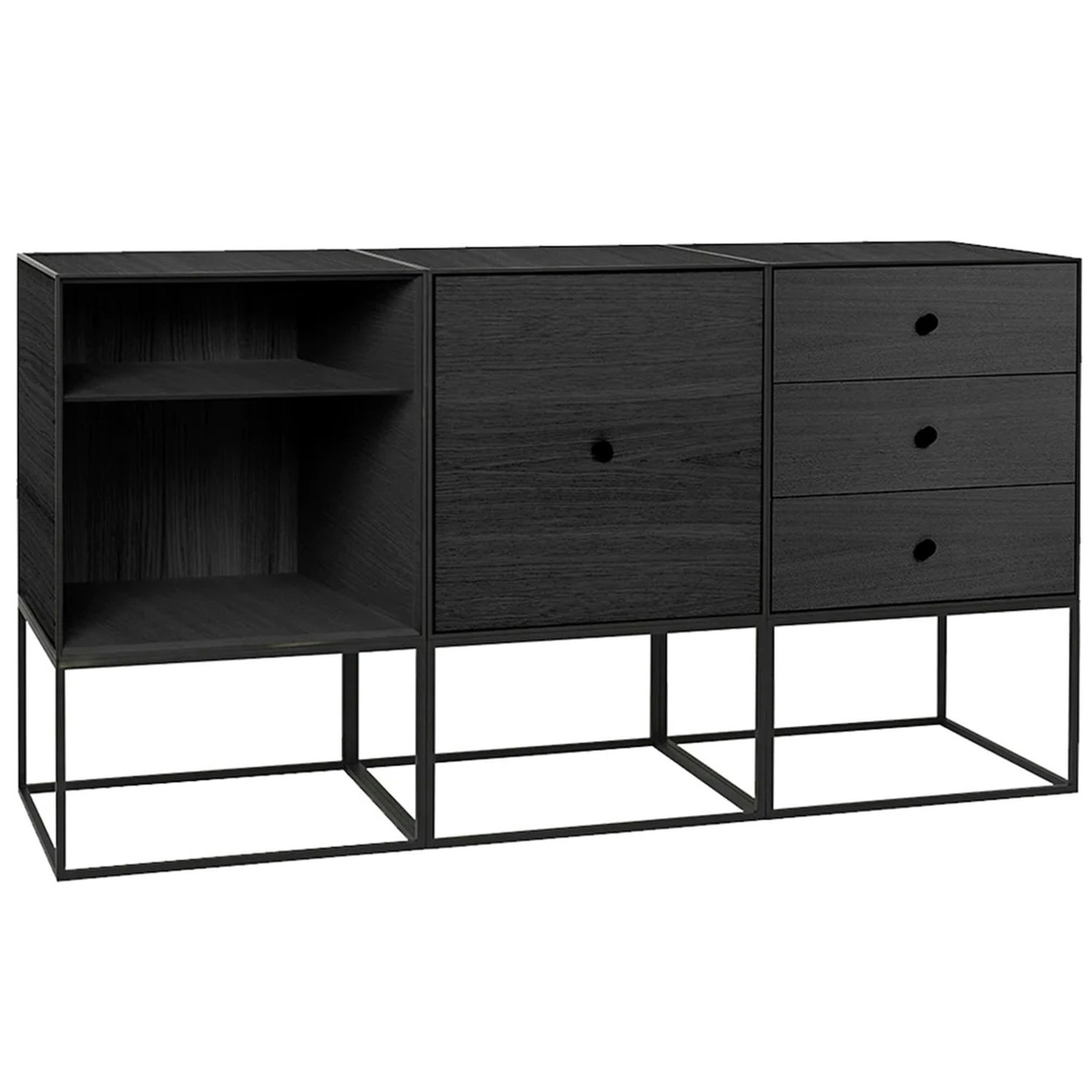 Frame 49 Trio Sideboard With Frame, Black Stained Ash