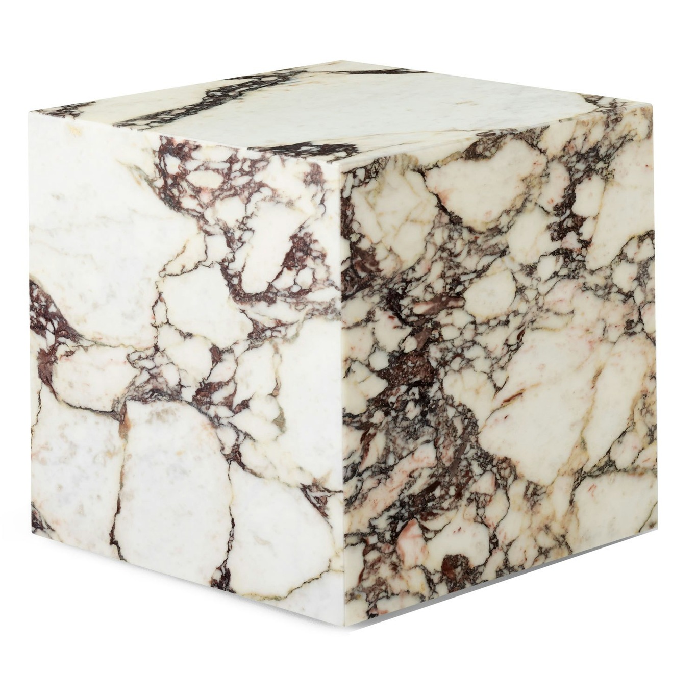 Plinth Cubic Side Table 40x40 cm, Calacatta Viola Marble