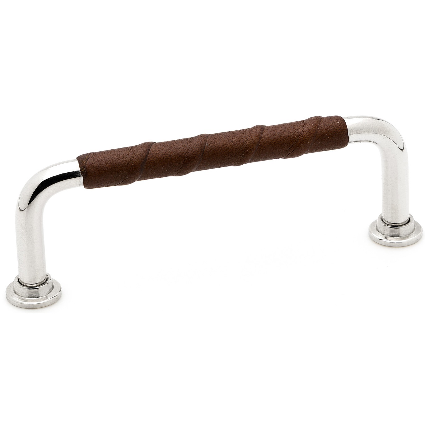 1353-96 Leather Handle, Brown/Nickel Plated