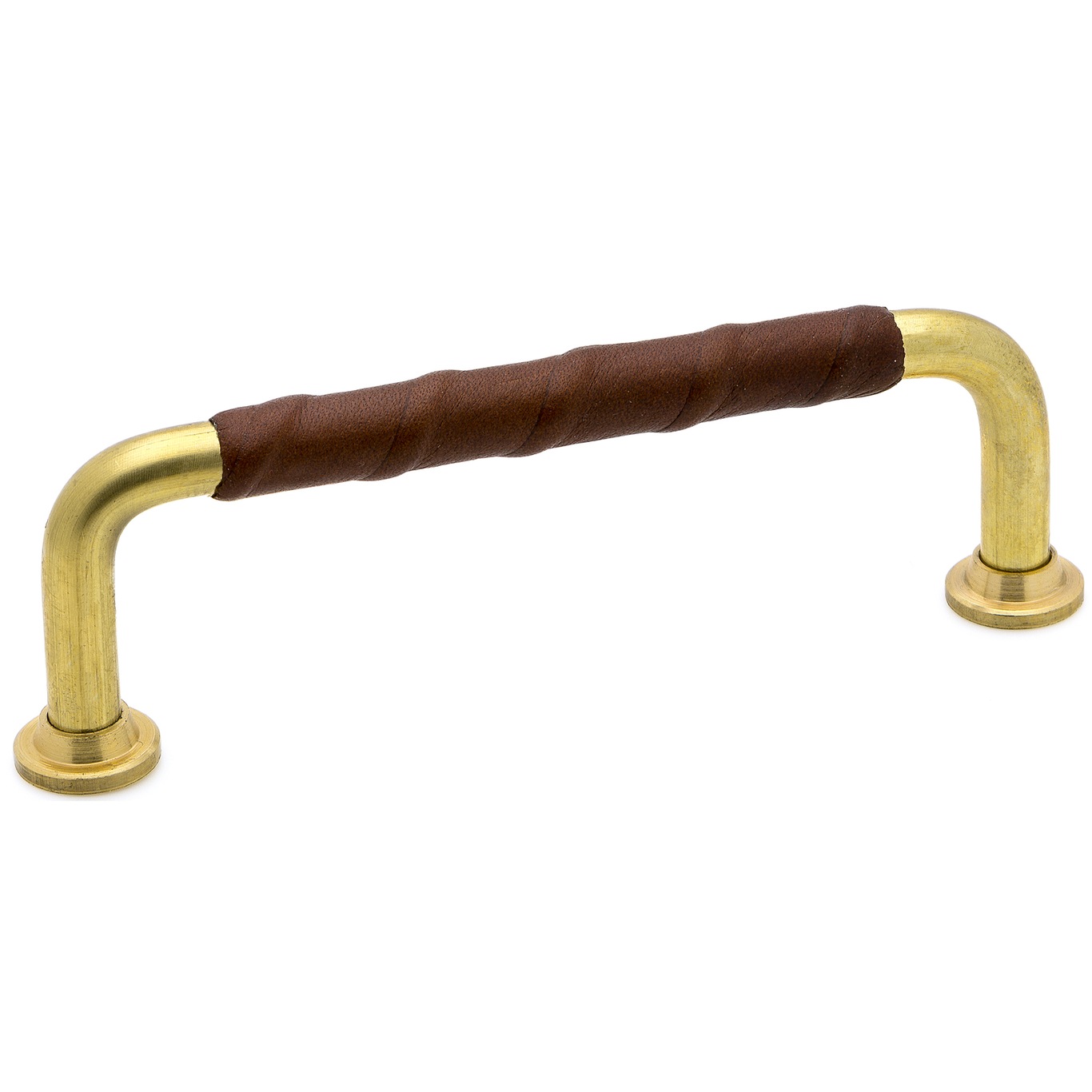 1353-96 Leather Handle, Brown/ Untreated Brass