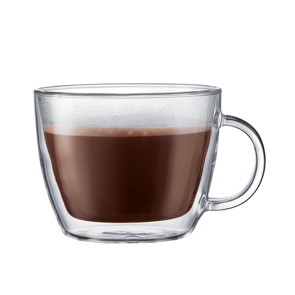 Bistro Double Wall Café Latte Mug With Handle, 2-Pcs