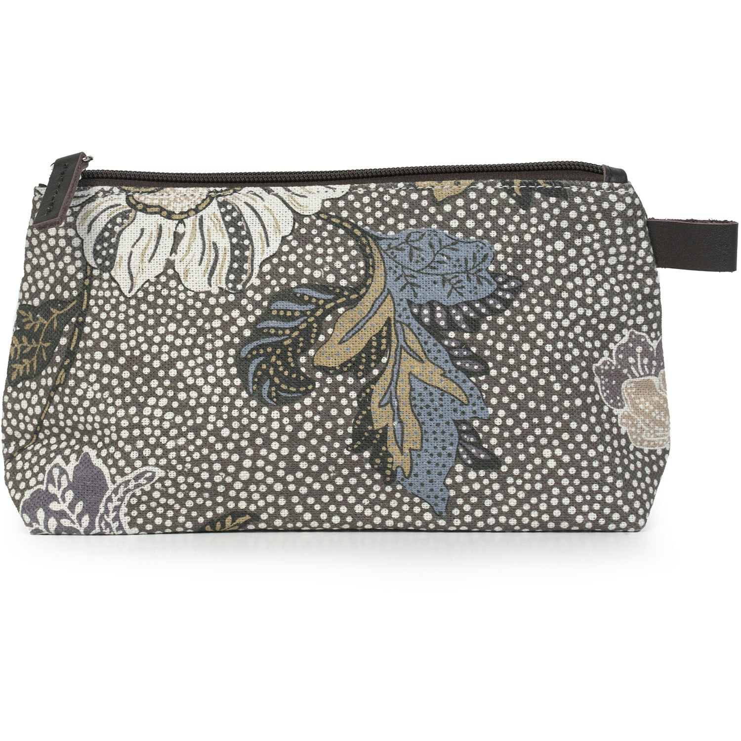 Flower Linen Cosmetic Bag Khaki, Small - Ceannis @ RoyalDesign