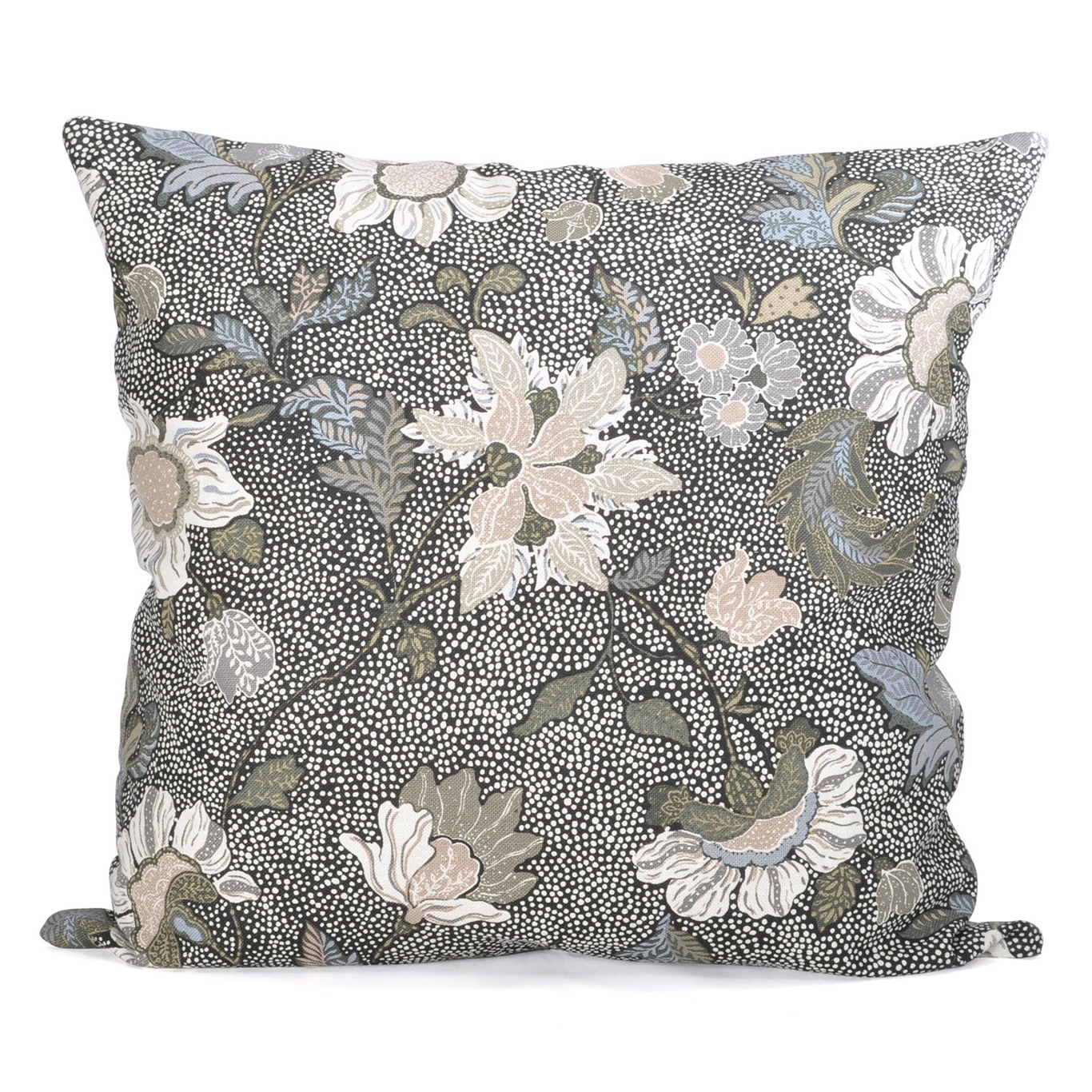 Flower Linen Cushion Cover 50x50 cm, Black