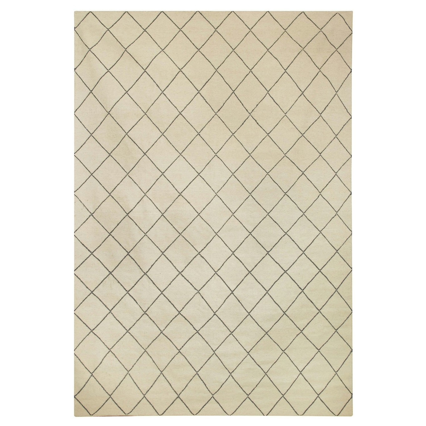 Dhurry Wool Diamond Rug 230x336 cm, Off White/Grey