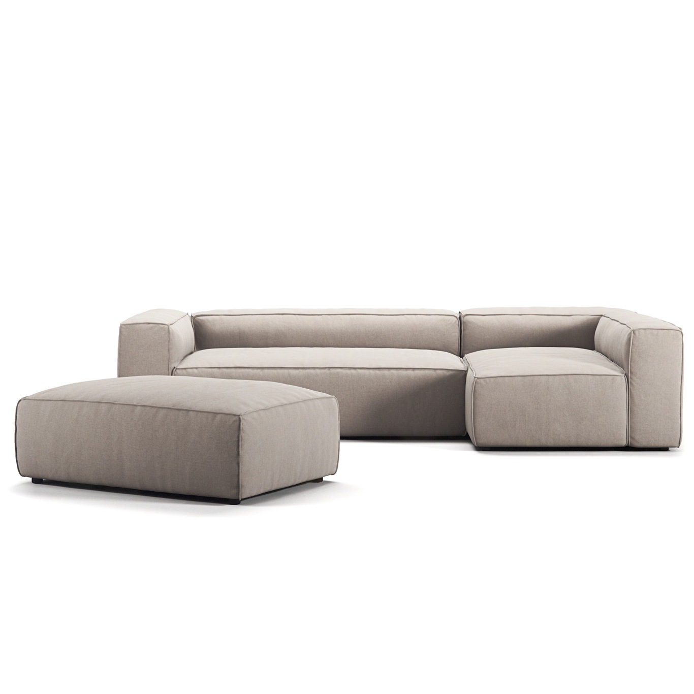 Grand 4 Seater Sofa Divan Right open end Piece With Footstool, Sandshell Beige