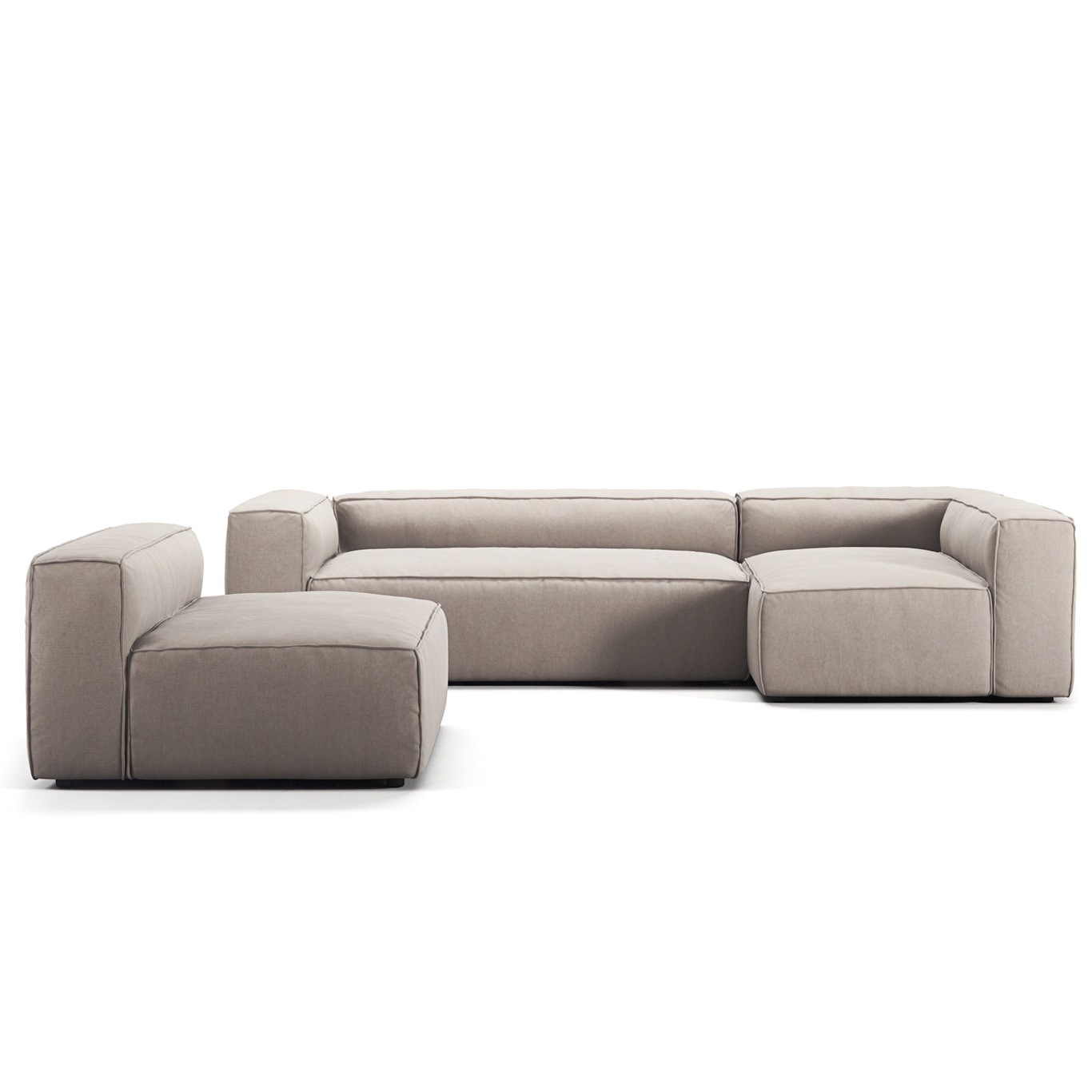 Grand 4 Seater Sofa Divan Right With Armchair, Sandshell Beige