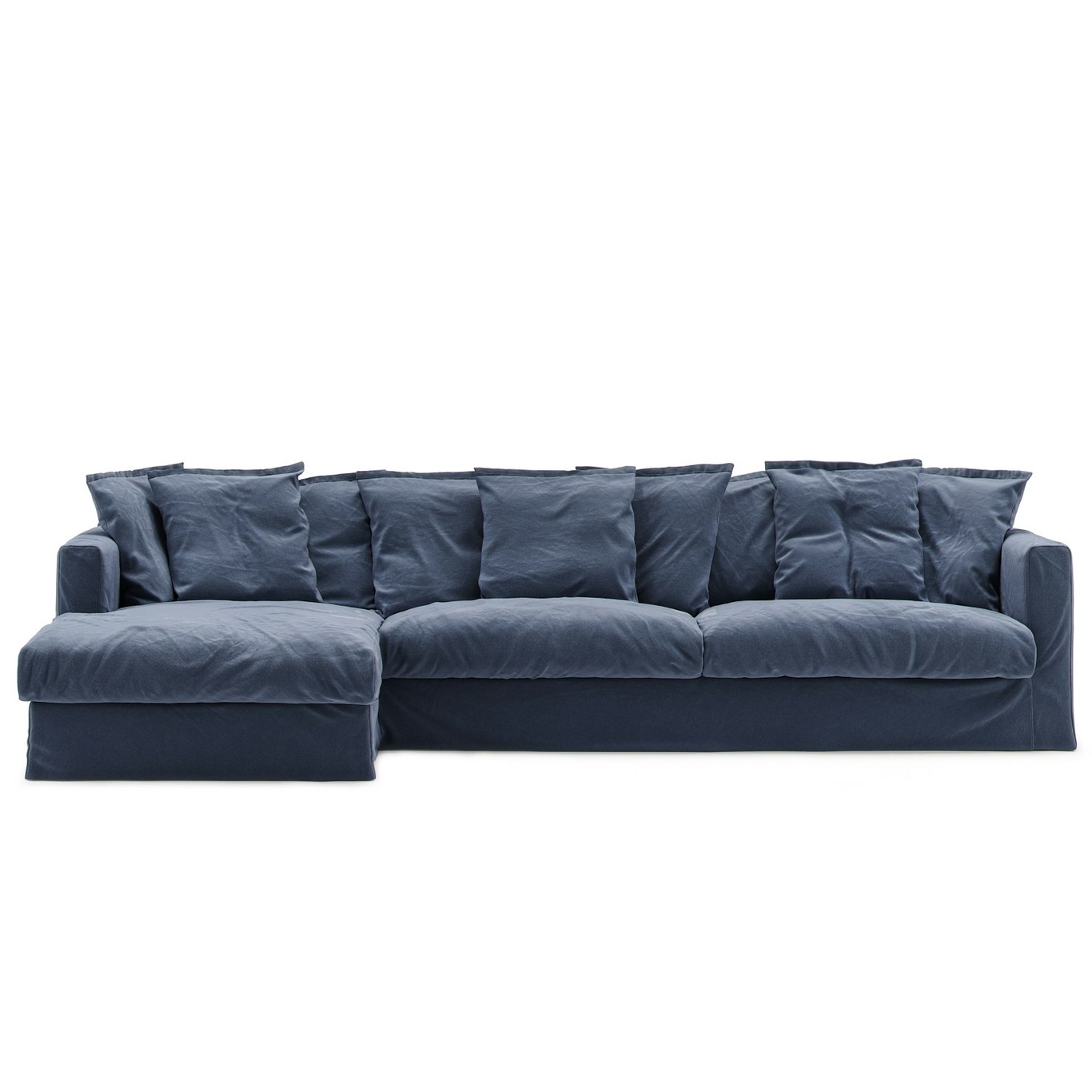Le Grand Air Sofa 3-Seater Cotton Divan Left, Dark Blue