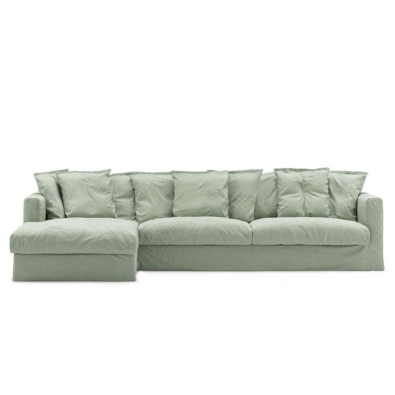 Le Grand Air Upholstery 3-Seater Divan Left Linen, Green Pear