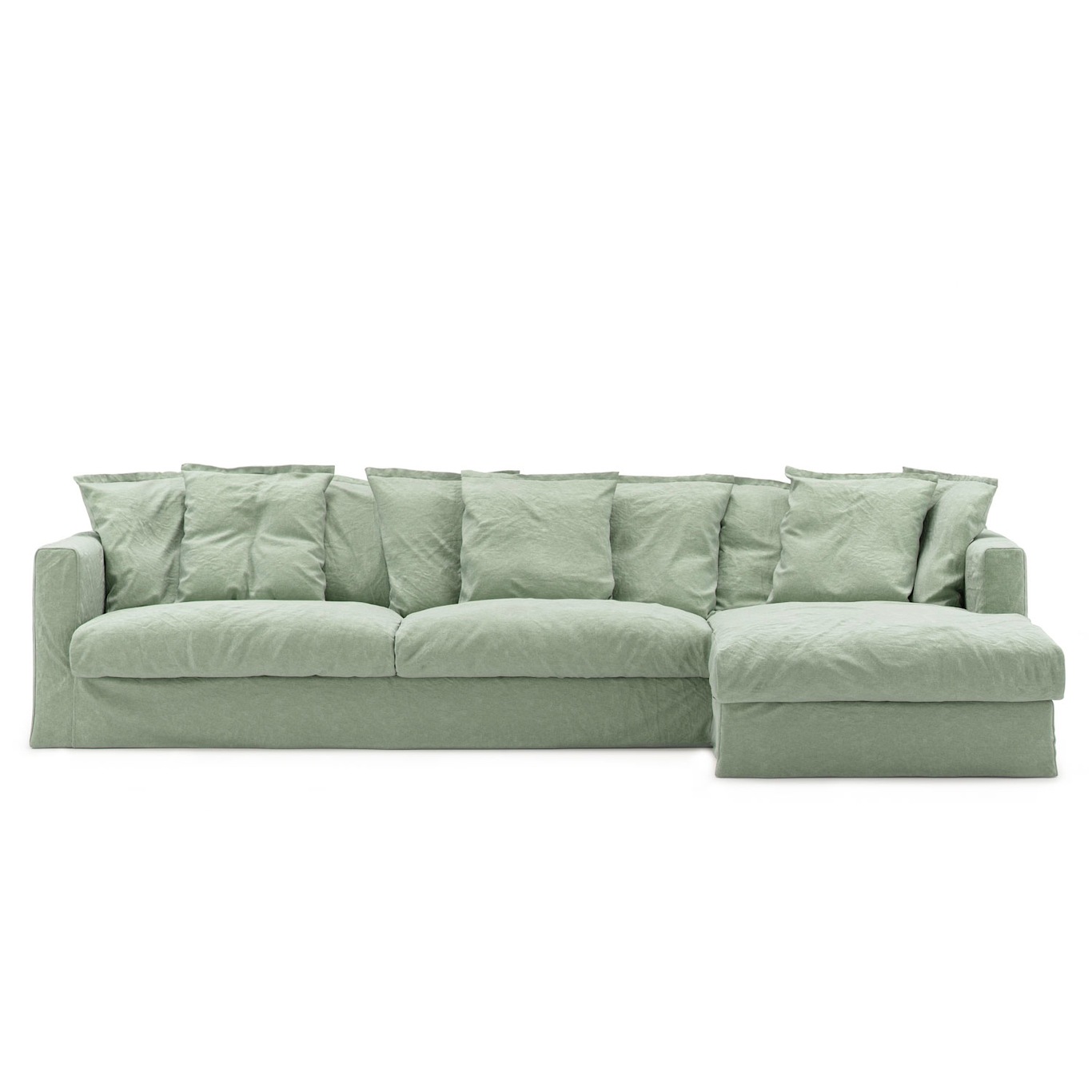 Le Grand Air Upholstery 3-Seater Divan Right Linen, Green Pear
