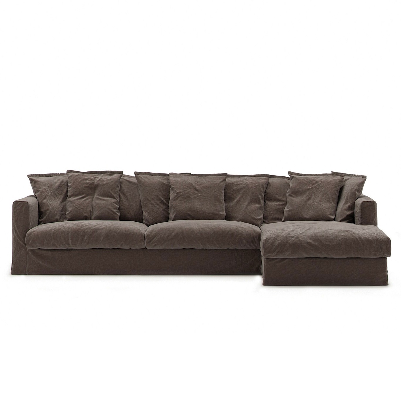 Le Grand Air Upholstery 3-Seater Divan Right Linen, Truffle Brown
