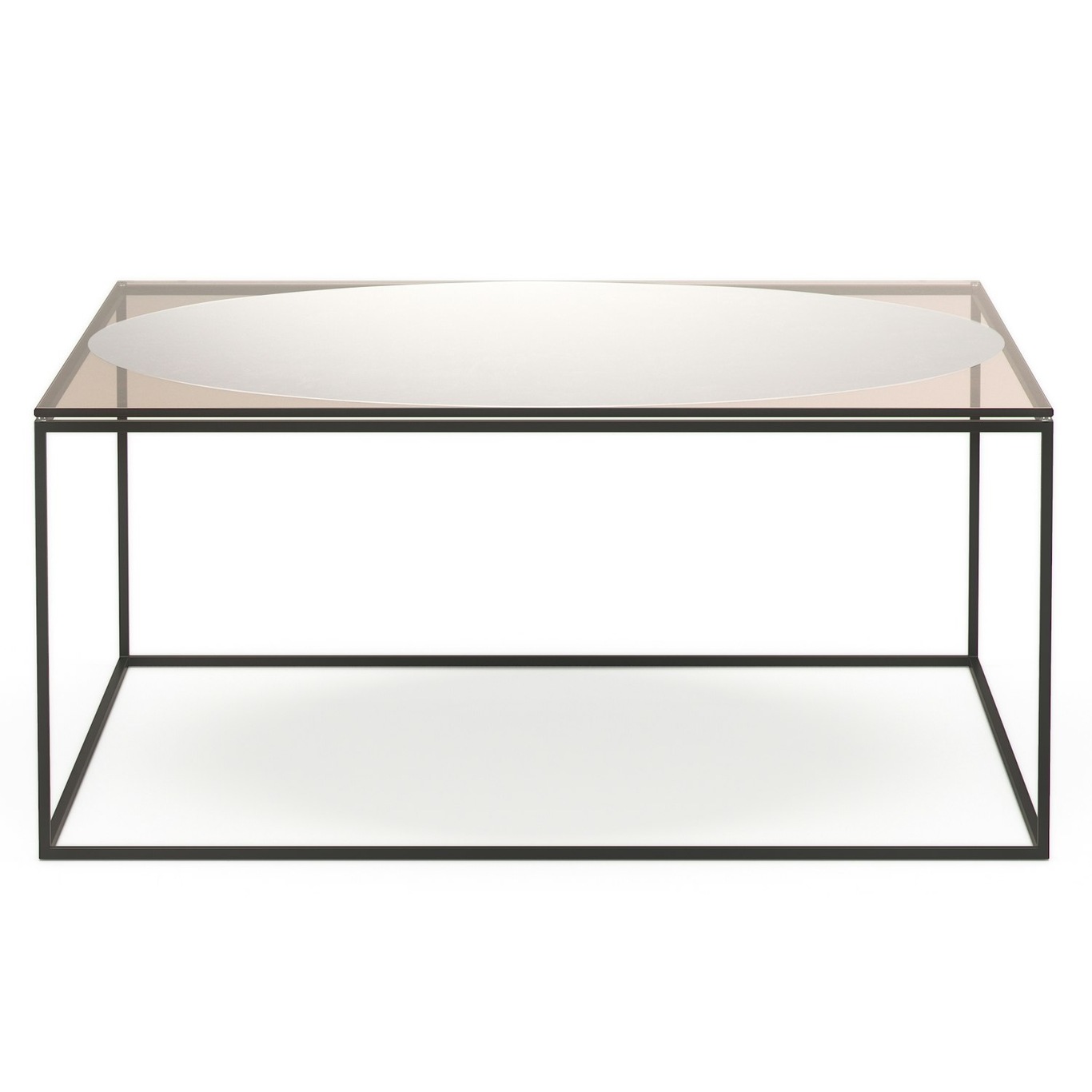Observe Coffee Table 89x89 cm, Amber Coloured Glass / Mirror Glass