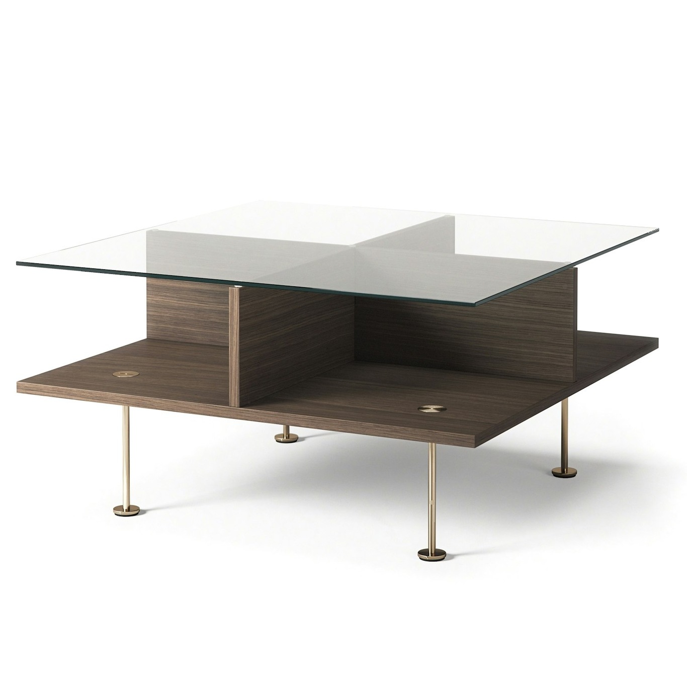 Vogue Coffee Table 70x70 cm, Smoked Oak / Brass