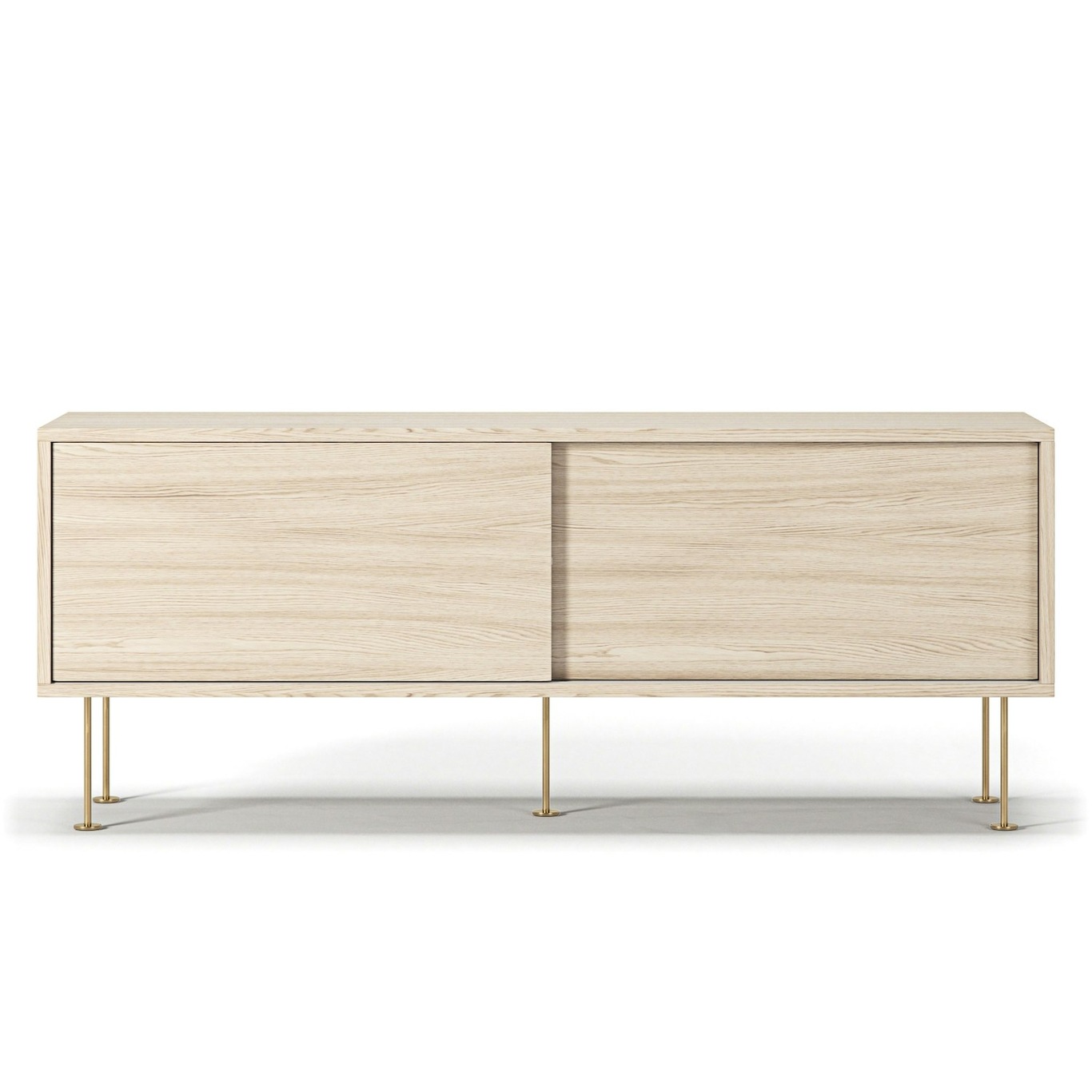 Vogue Media Bench With Legs 136 cm, White Pigmented Oak / Brass